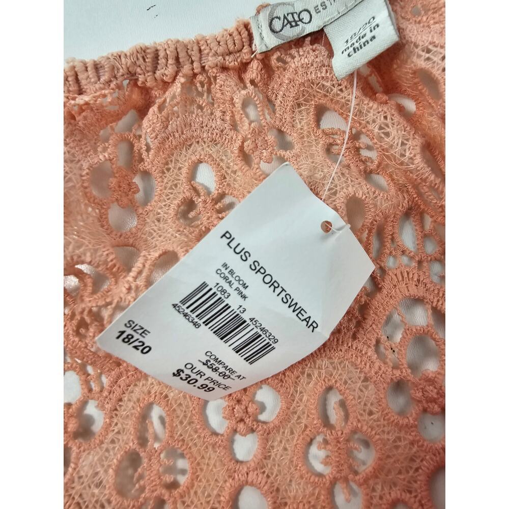 Nwt cato plus size 18 / 20 pink open lace tunic see through layering teacher top - Picture 7 of 9